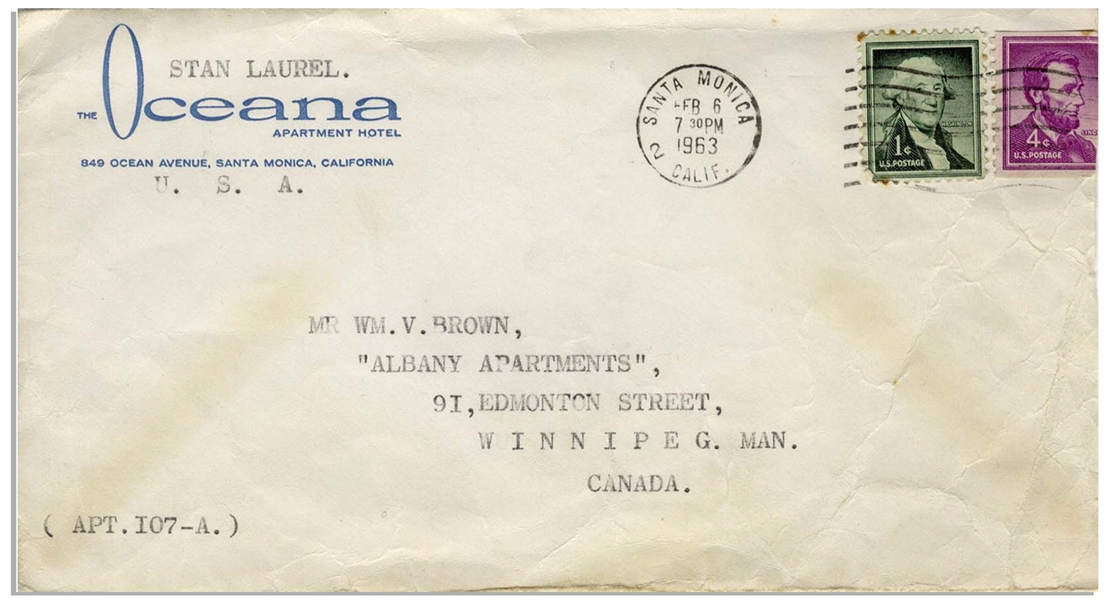 Stan Laurel Letter Signed -- ''...The last film Hardy ever appeared in was titled 'UTOPIA' the one we made in France in 1950 - should have been title the 'Fiasco'...''